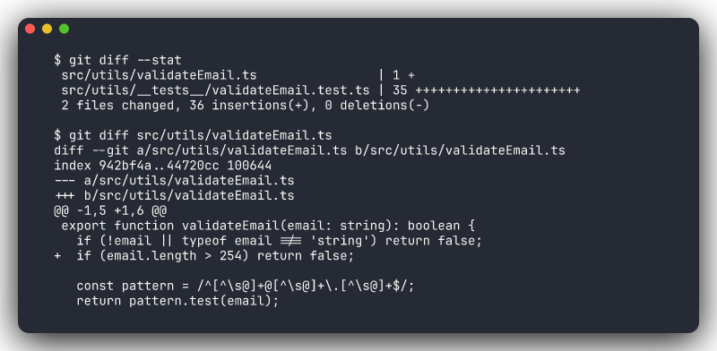 Reviewing Claude's changes with git diff
