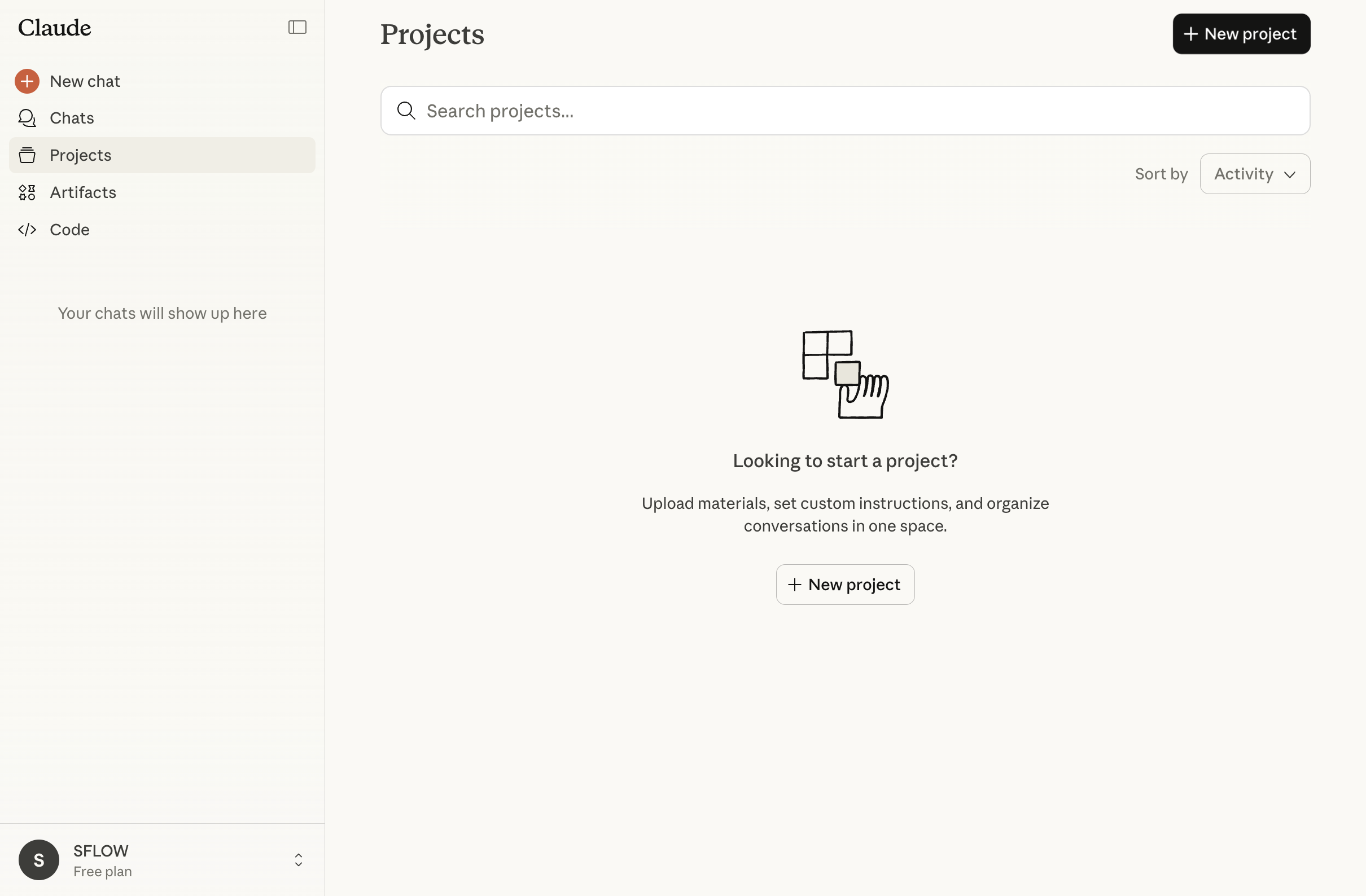 Een nieuw project aanmaken in Claude