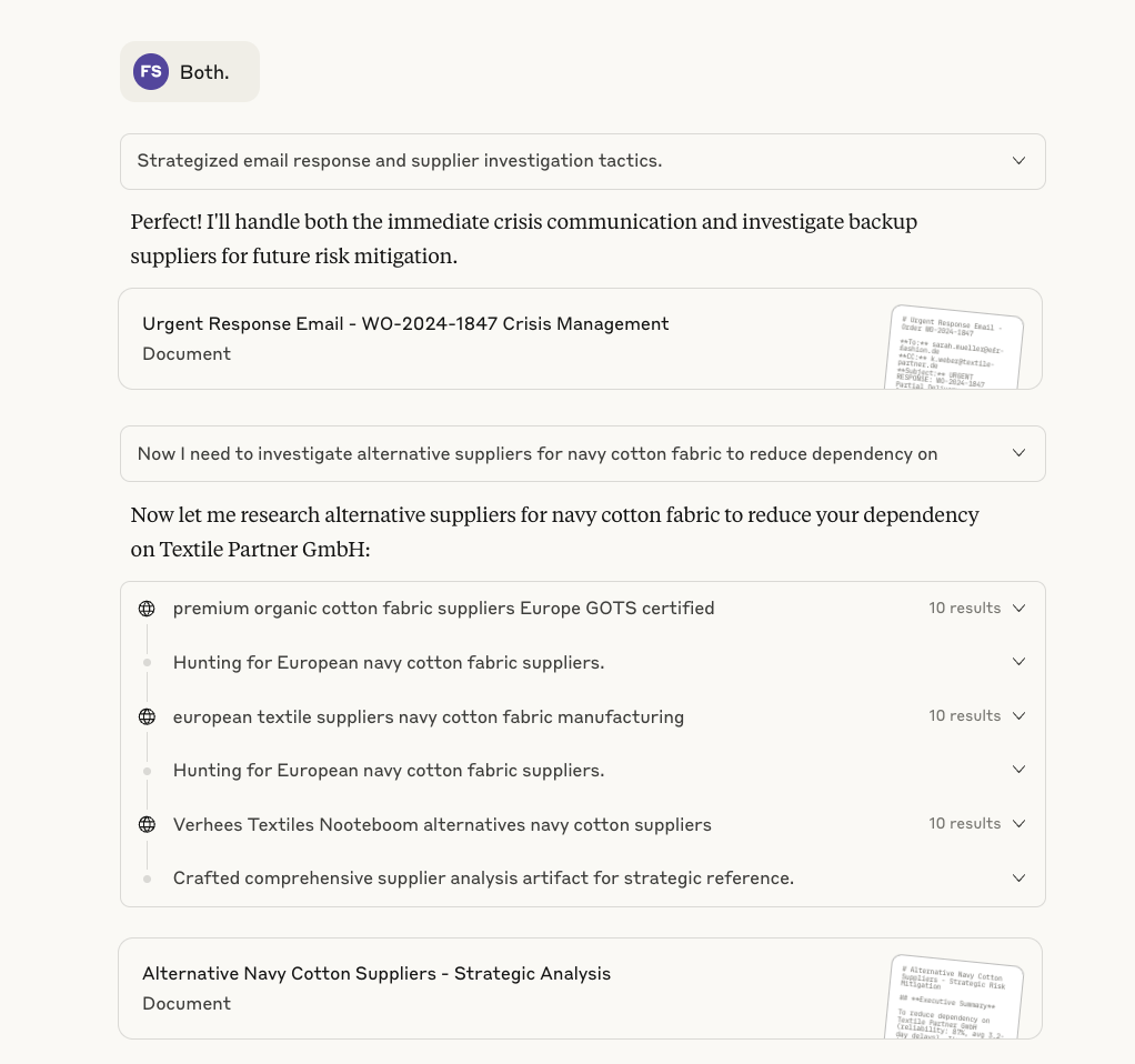 AI searching for alternative suppliers